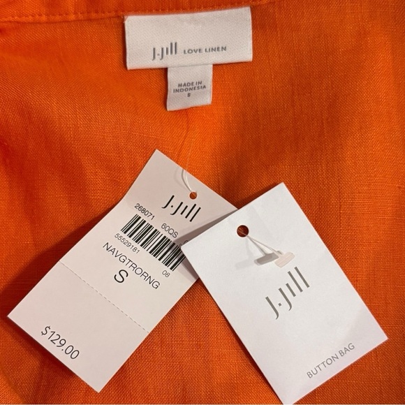 J. Jill Orange Linen Button-Front Dress – Women’s Small, Coastal Minimalist - Picture 7 of 9